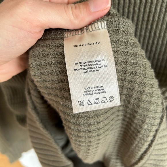 Anthropologie | Pure+Good Cowlneck Waffle Knit Olive Green Tunic Sweater - Picture 11 of 12